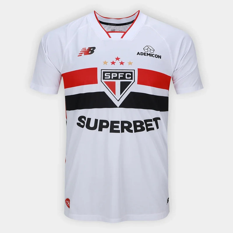 Camisa São Paulo I 2026/27 Jogador New Balance Masculina - Branco+Vermelho