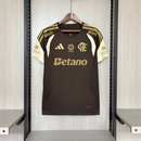 Camisa Flamengo 26/27 Treino Marrom Masculina Adidas — frente completa com todos os patrocinadores