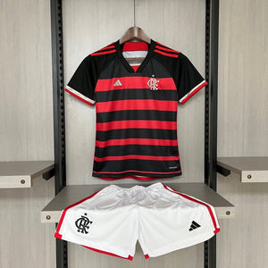 Kit Infantil Flamengo Home 24/25 Torcedor Adidas Vermelho+Preto
